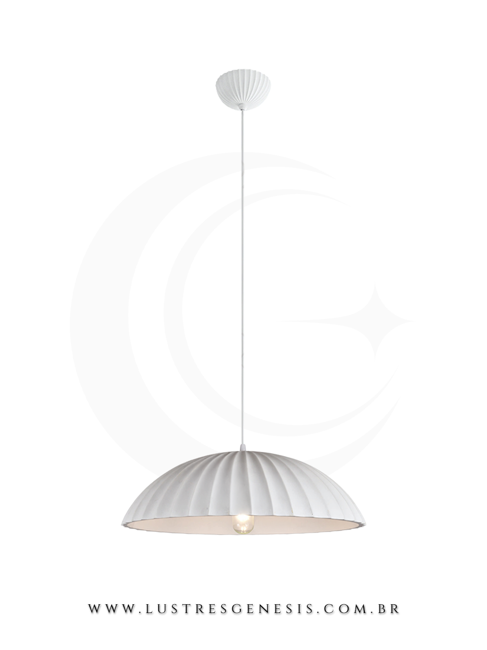 Pendente Moderno Metal Gesso DCD02632 Branco E27 Ø35cm, Bancada Area Gourmet, Lavabo, Cabeceira de Cama, Banheiro